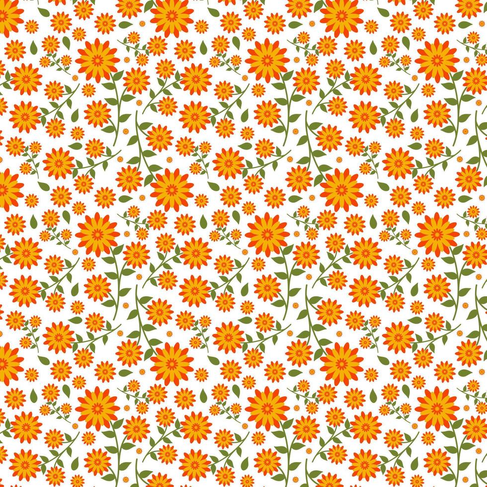 Seamless floral pattern of bright spring flowers. Wildflowers and herbs. Botanical print perfect for wallpaper, fabric, linens, stationery, posters, cards. Vector illustration