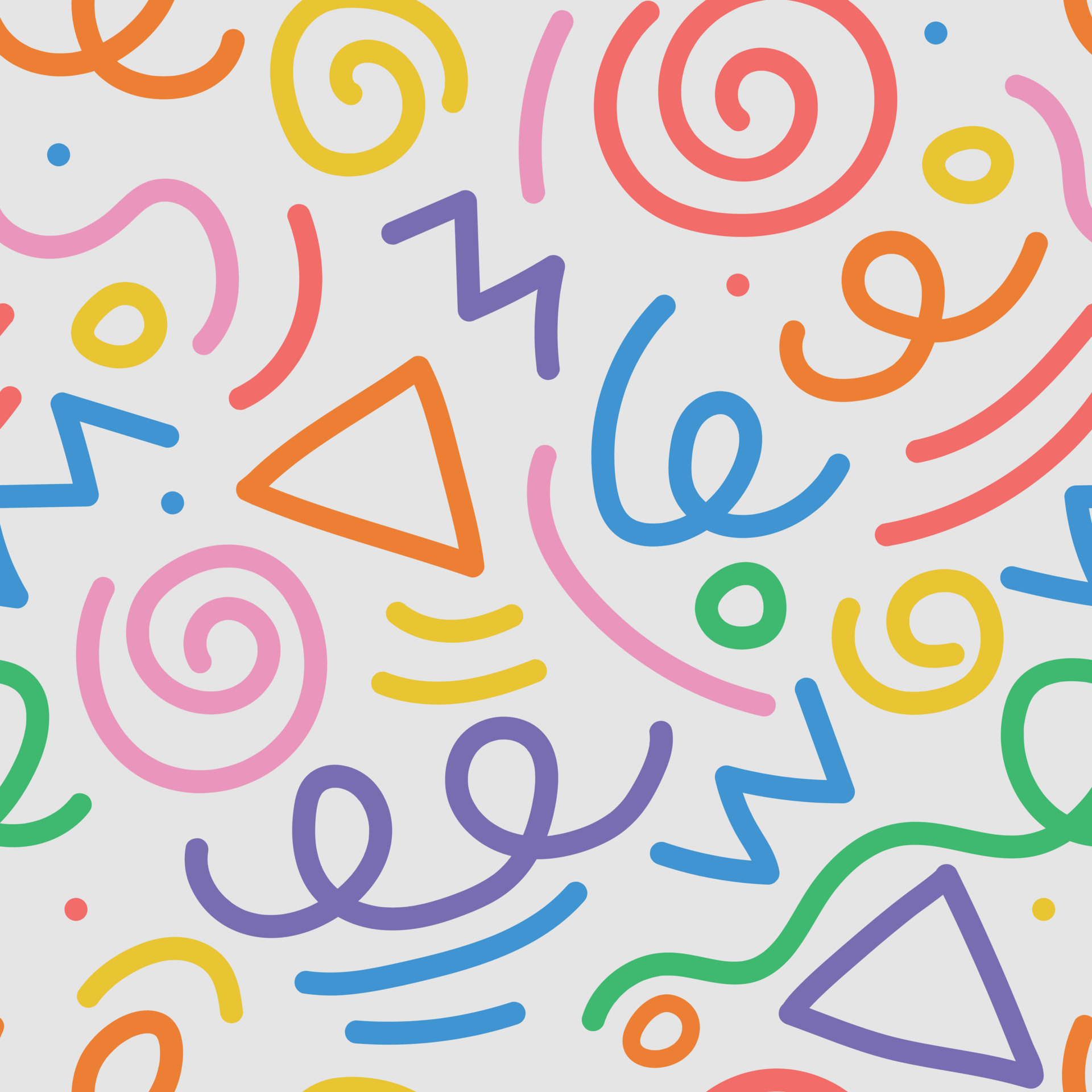 Wavy shapes and swirling strokes. Vector seamless pattern. Attractive