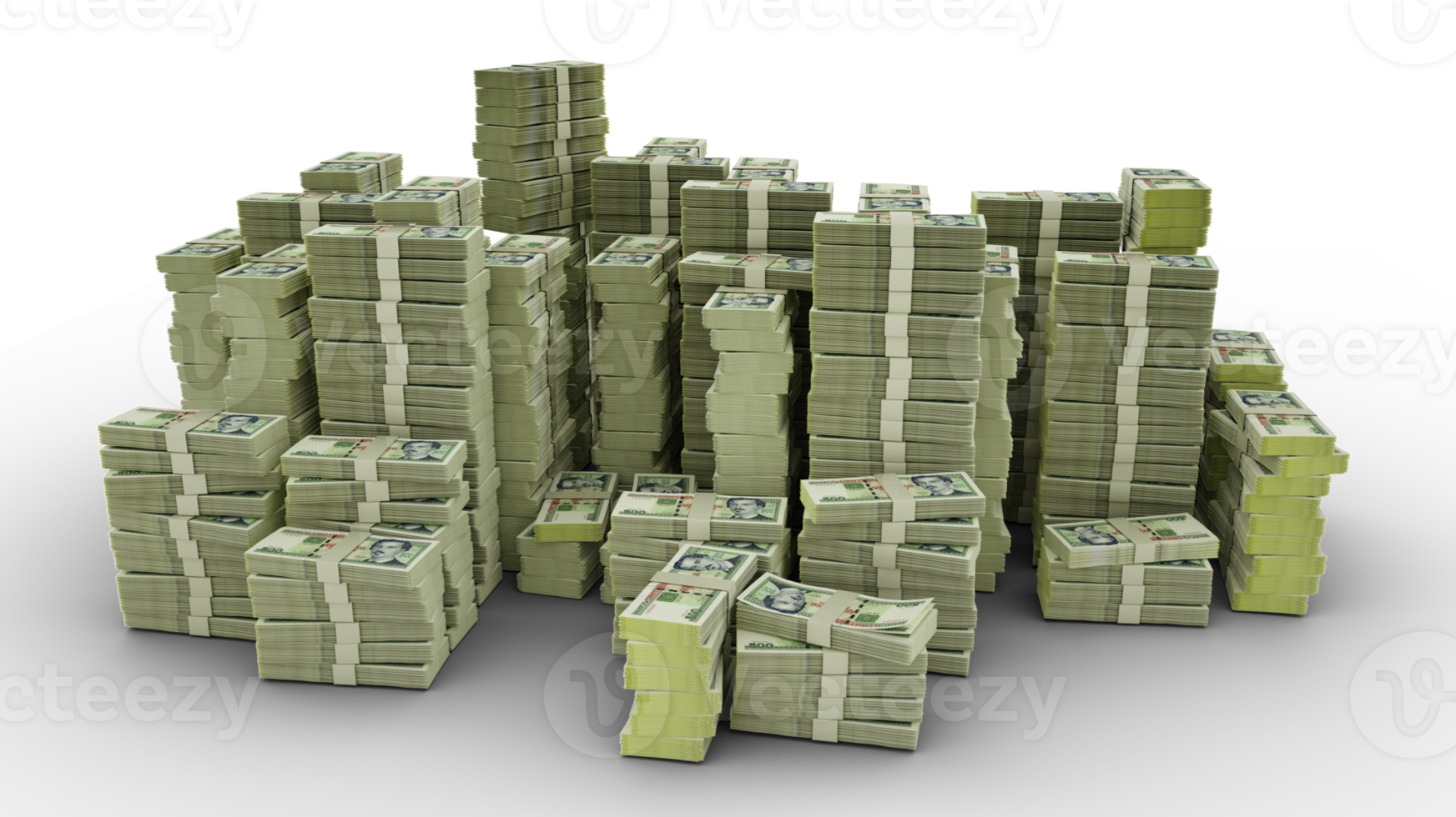 Big stack of Cuban Peso notes. A lot of money isolated on transparent background. 3d rendering of bundles of cash png