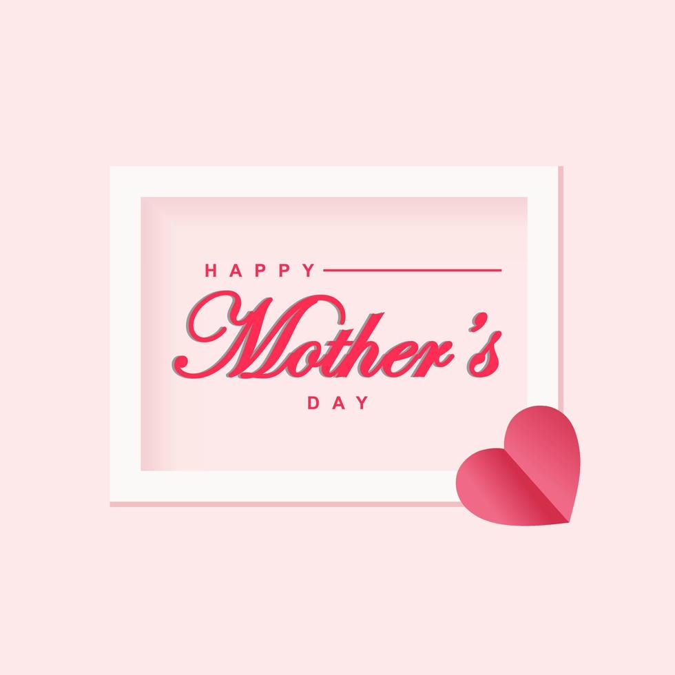 Happy mothers day 3d realistic background illustration with pink heart shaped vector and copy space Area