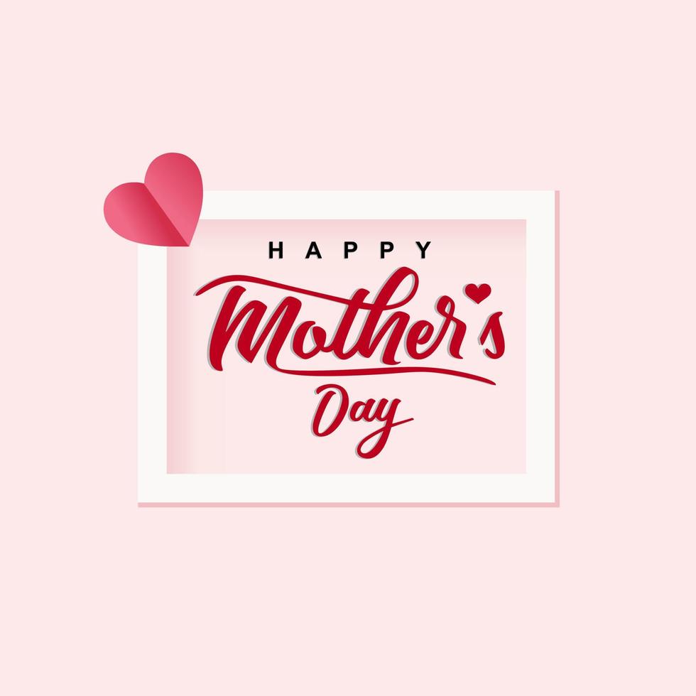 Happy mothers day 3d realistic background illustration with pink heart shaped vector and copy space Area