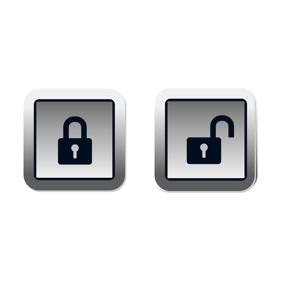3D Lock And Unlock Button Vector