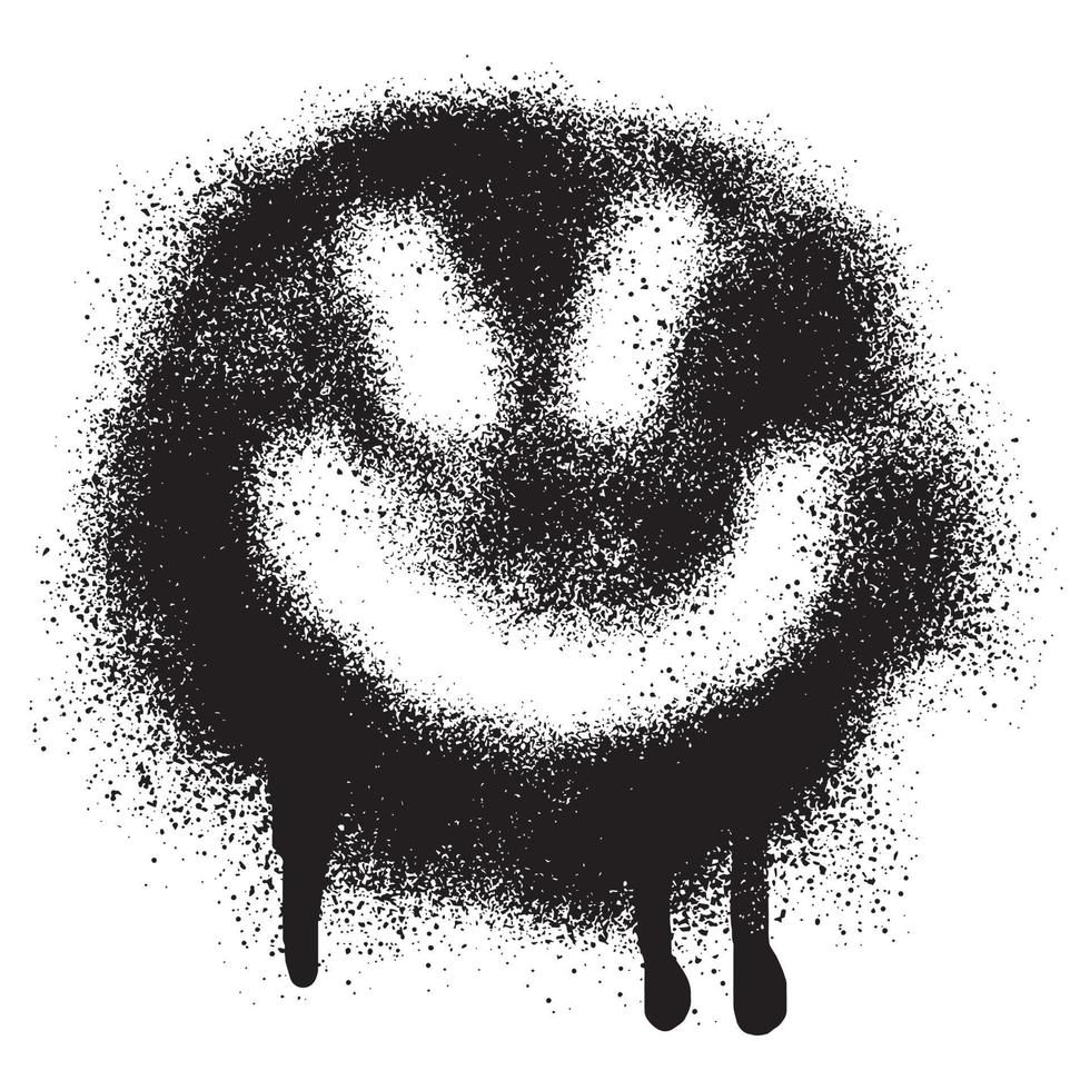 Emoticon graffiti with black spray paint vector