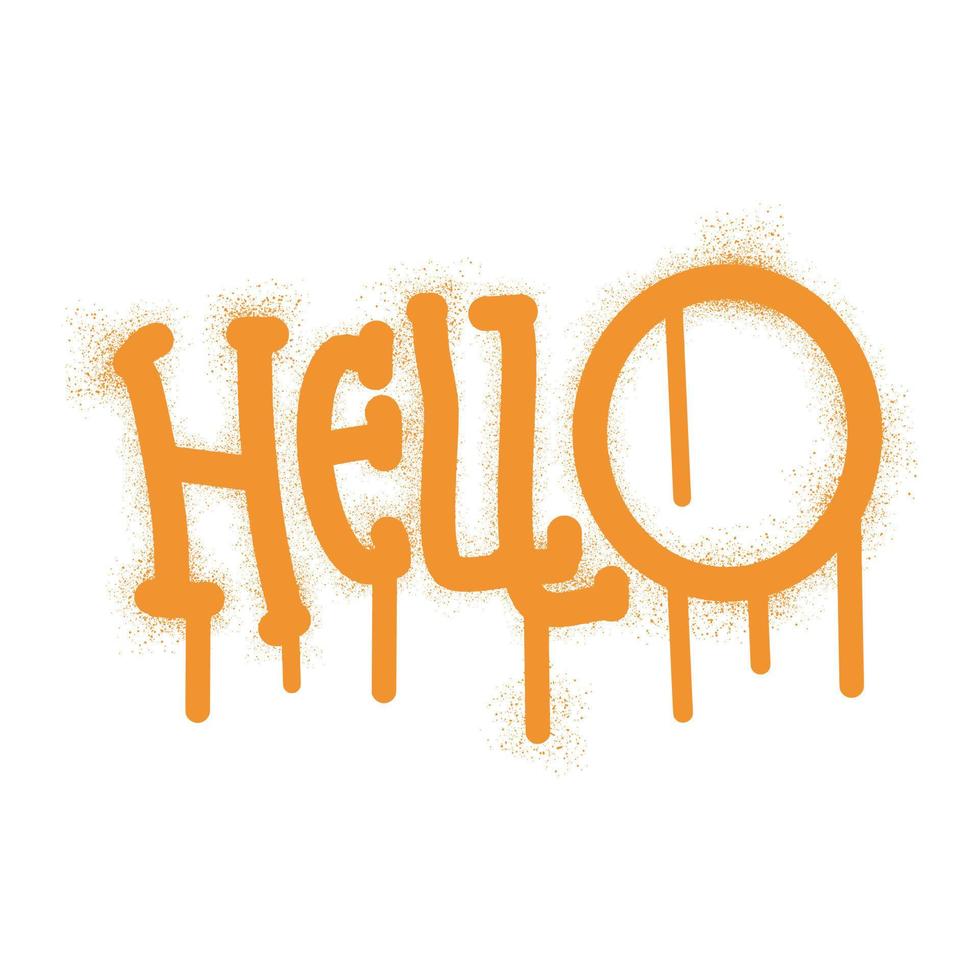 Hello word graffiti with yellow spray paint vector
