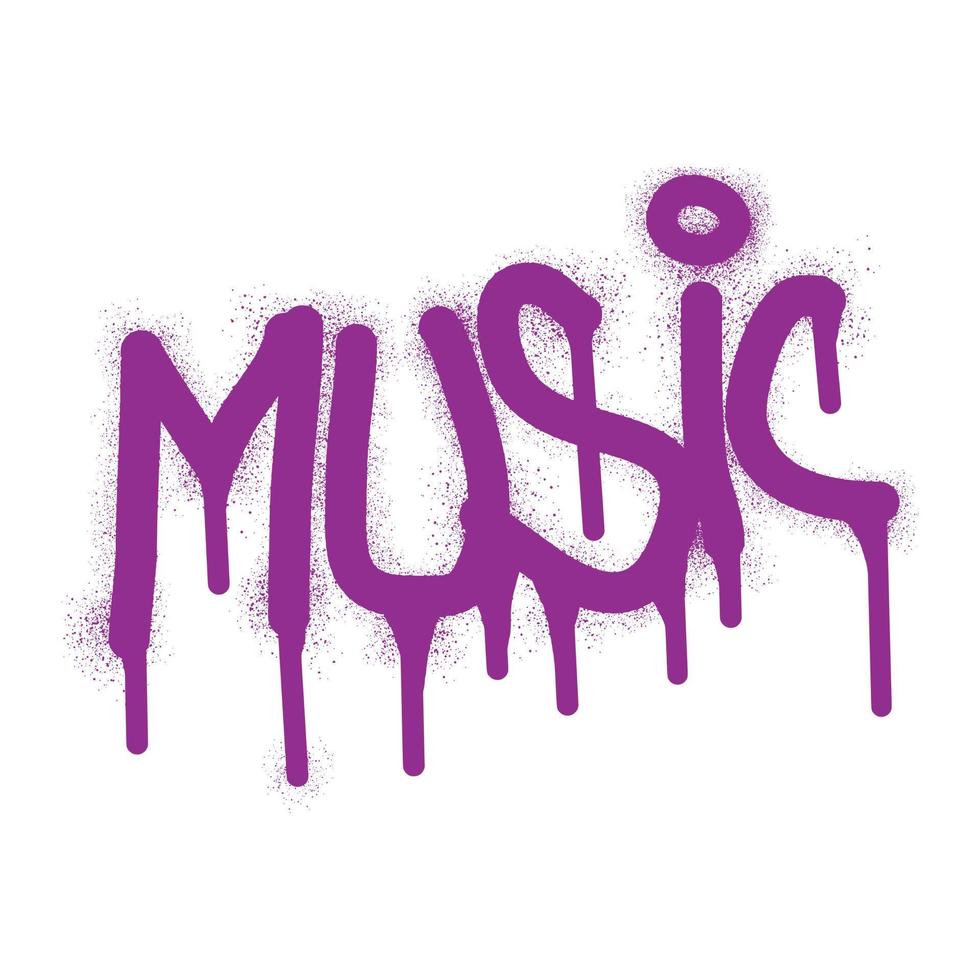 Music word graffiti with purple spray paint vector