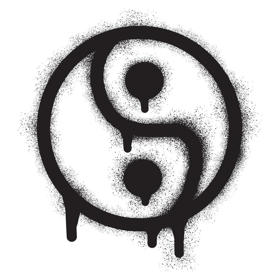 Yin yang symbol with black spray paint. vector