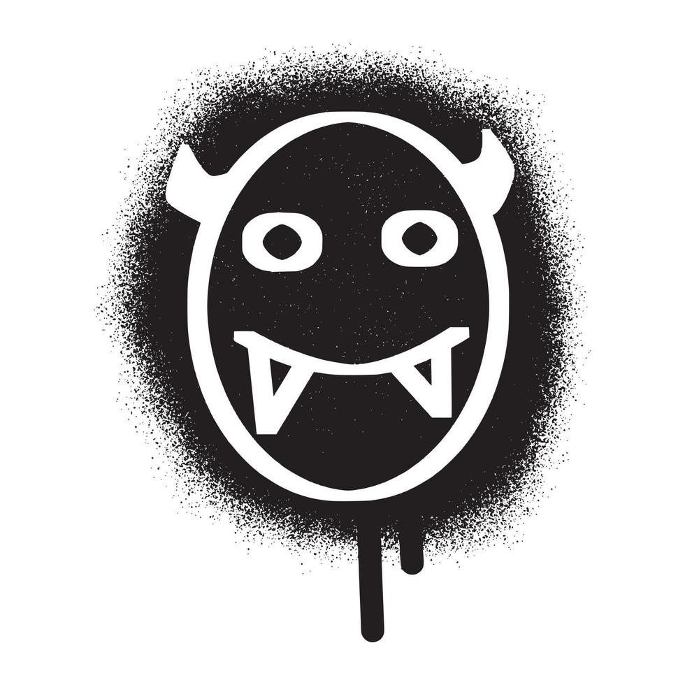 de miedo emoticon plantilla pintada con negro rociar pintar vector