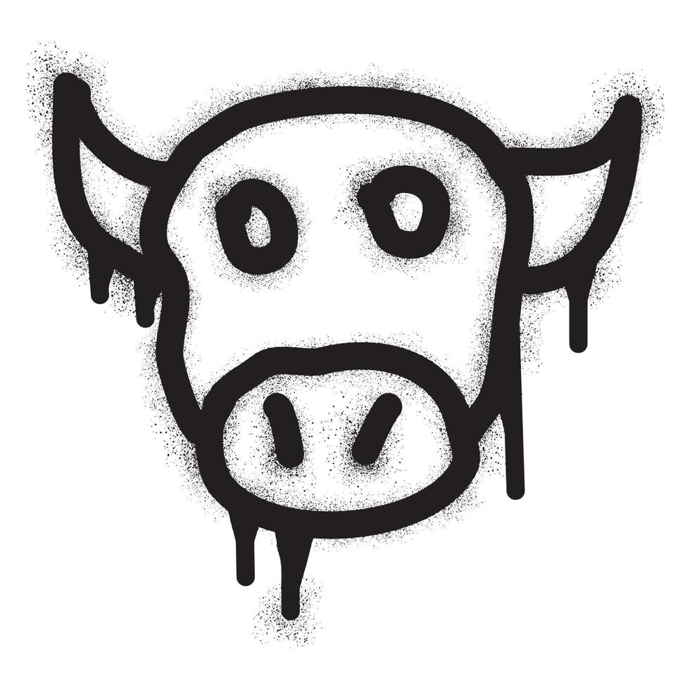 Bulls head graffiti with black spray paint vector