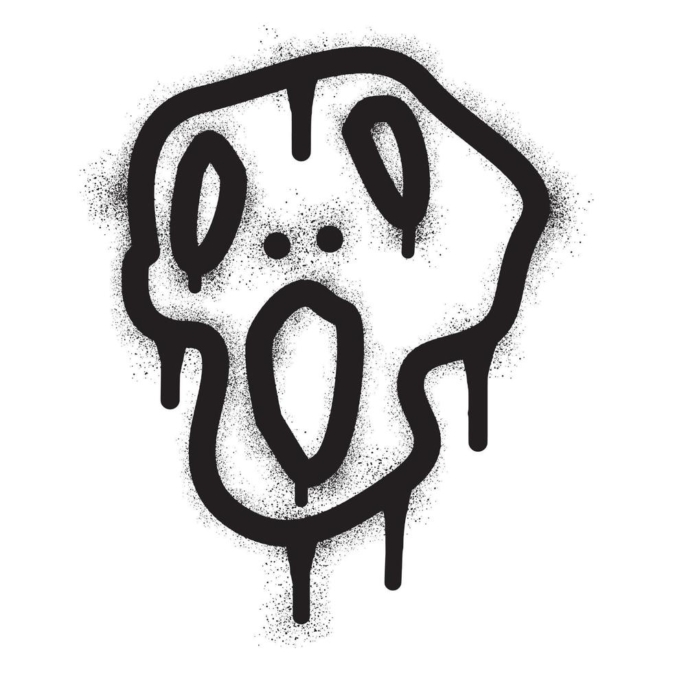 aterrador, horror, Siniestro emoticon pintada con negro rociar pintar vector