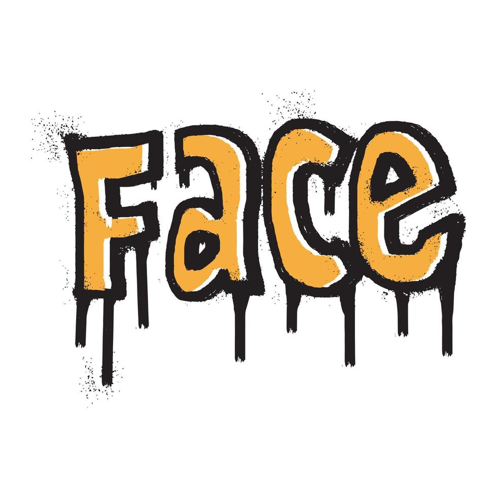 Graffiti face text with aerosol spray paint vector