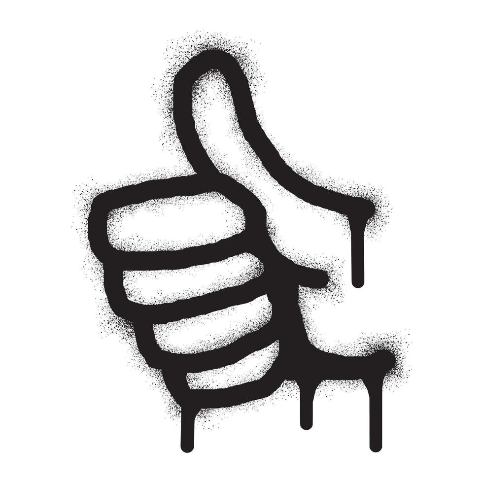 Graffiti hand thumb up or like sign with black spray paint vector