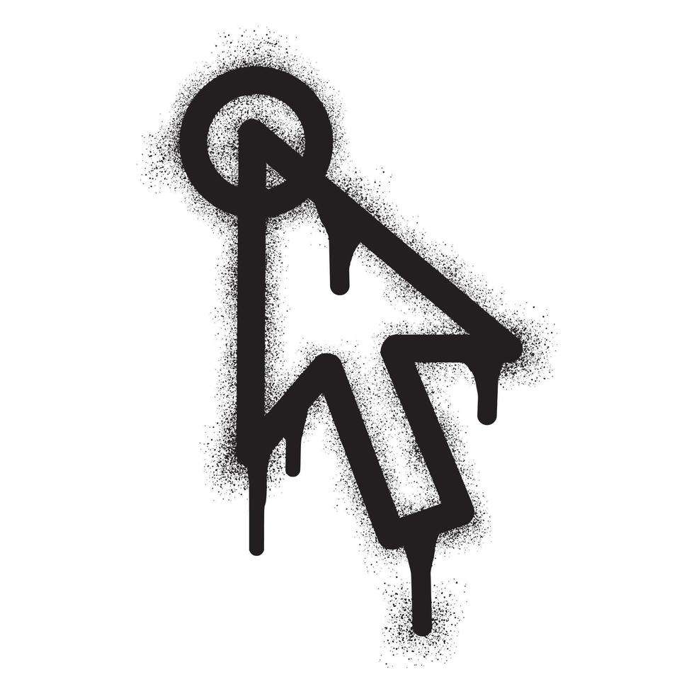 Mouse cursor icon graffiti with black spray paint vector