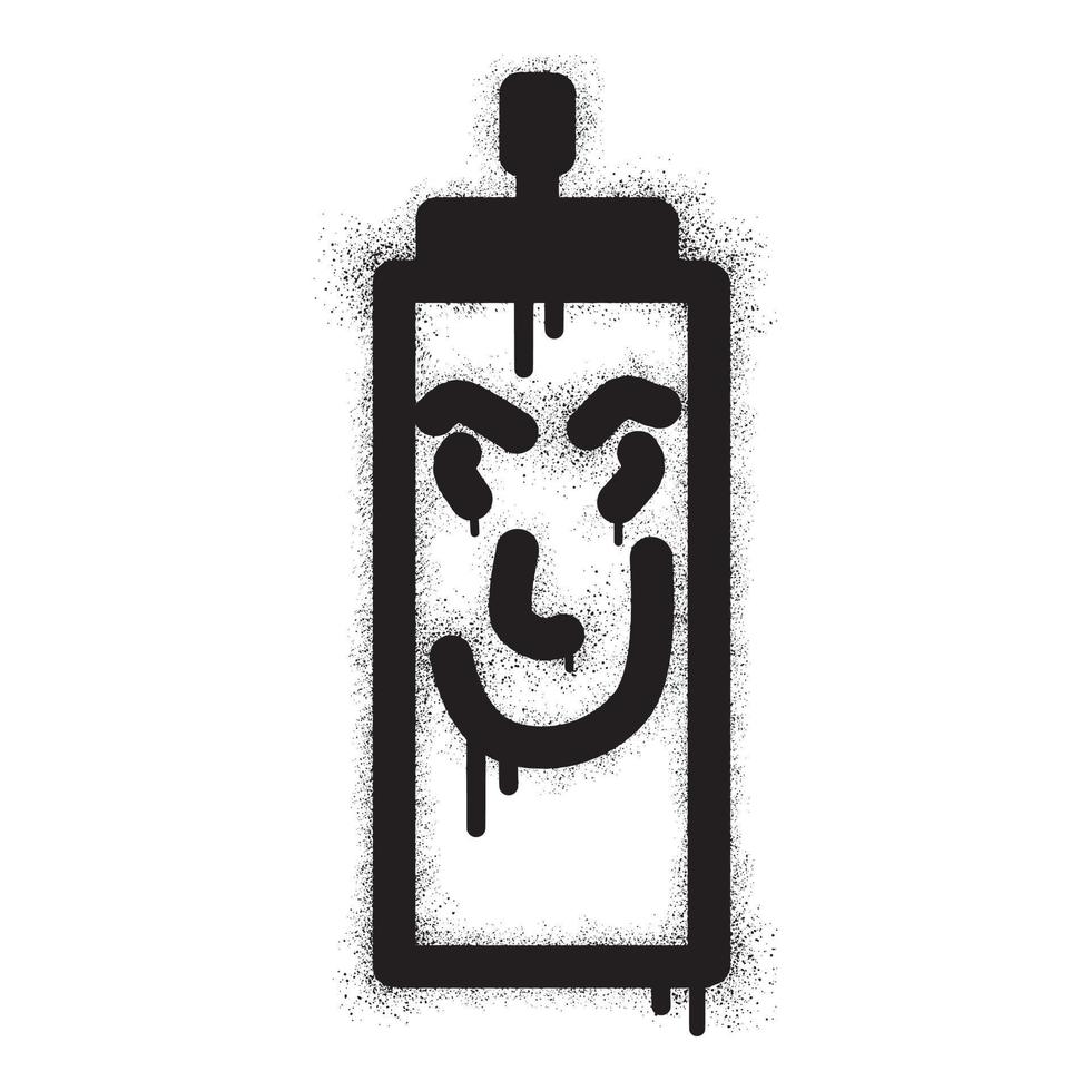 Spray paint can emoticon graffiti with black spray paint. vector