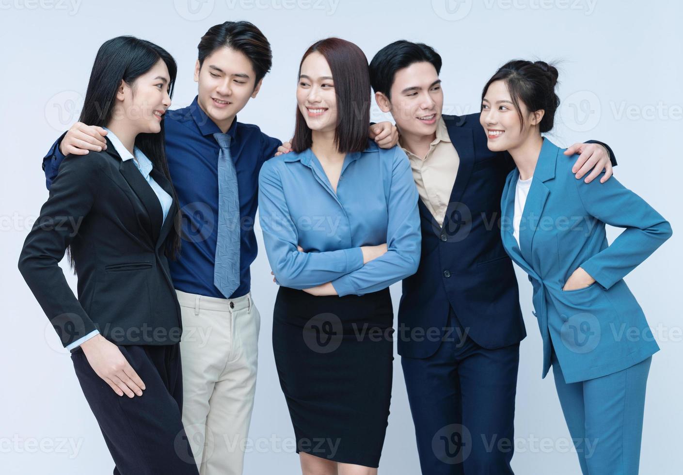 Photo of group business people on background
