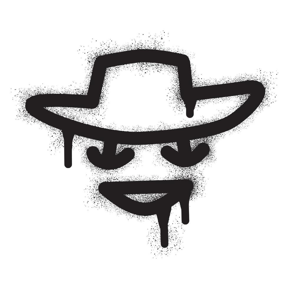 Smiling face emoticon wearing a cap with black spray paint vector