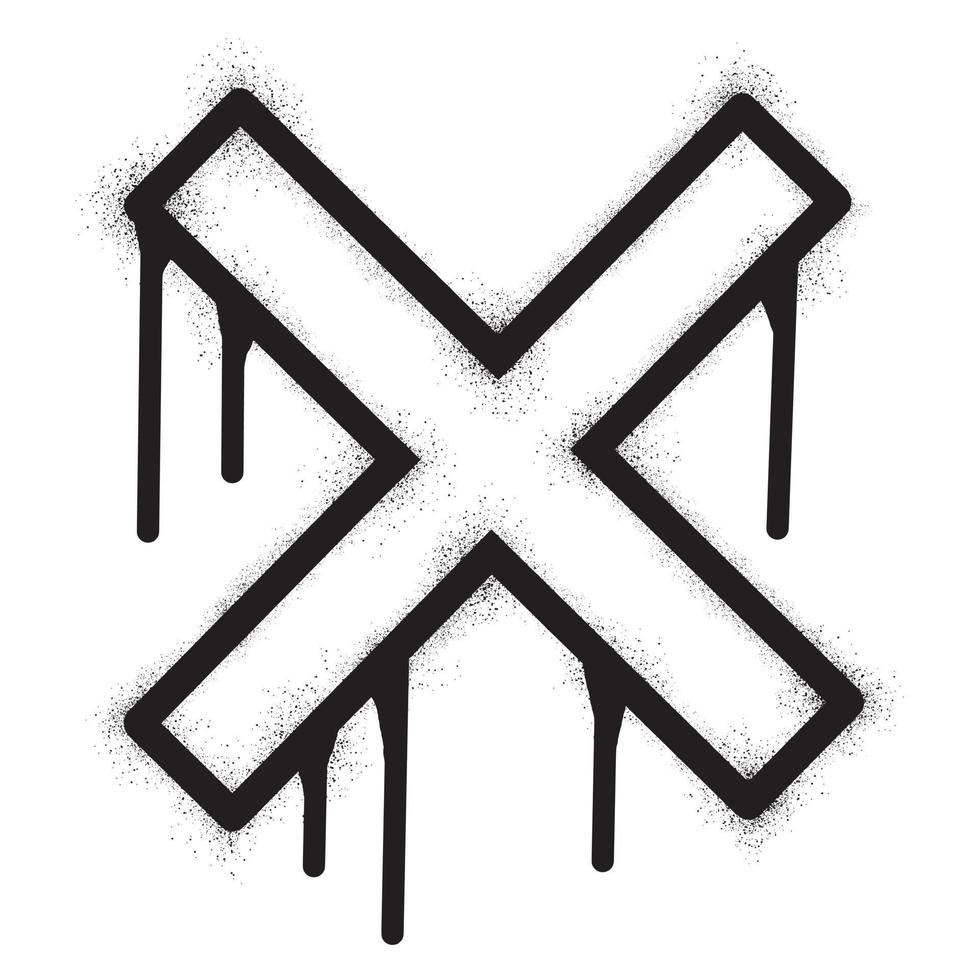 Graffiti font X with black spray paint vector