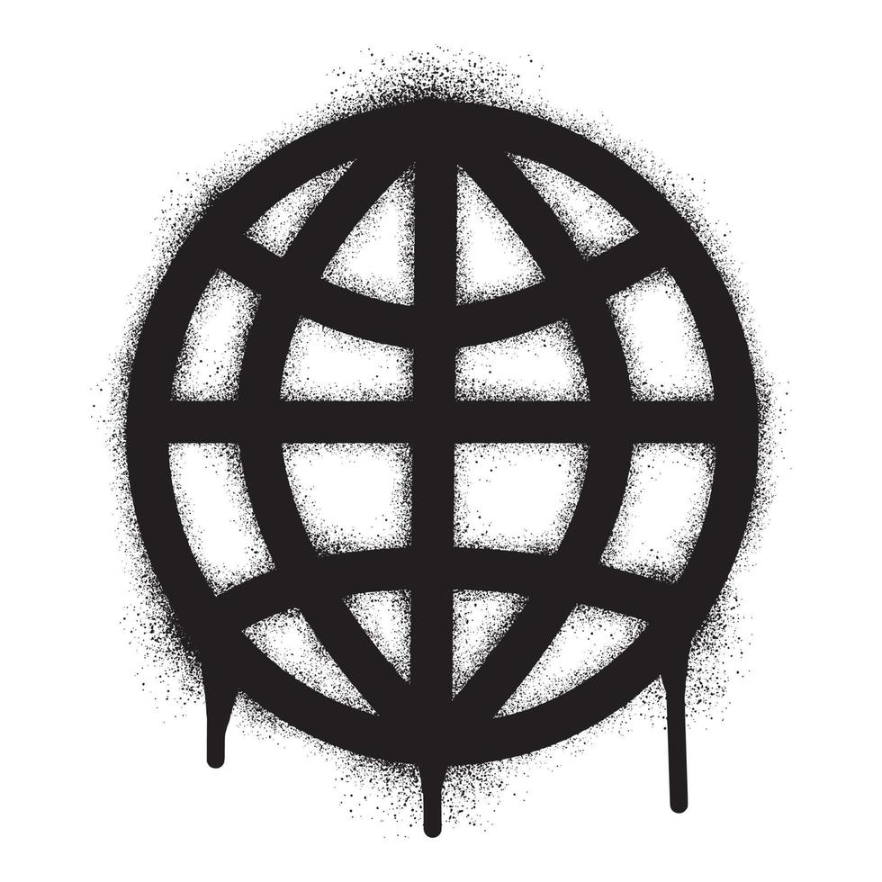 Globe icon graffiti with black spray paint vector
