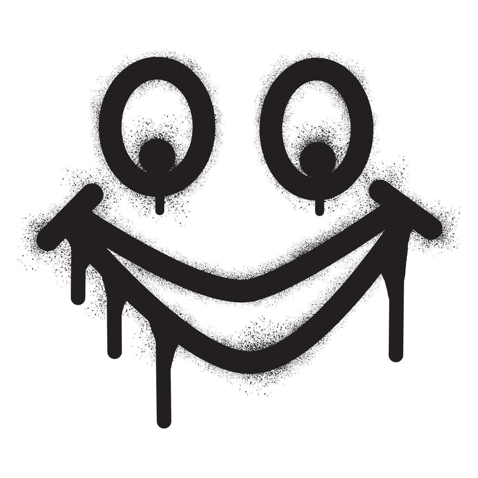 sonriente cara emoticon pintada con negro rociar pintar vector