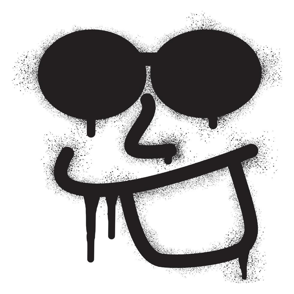 Smiling face emoticon graffiti with black spray paint vector