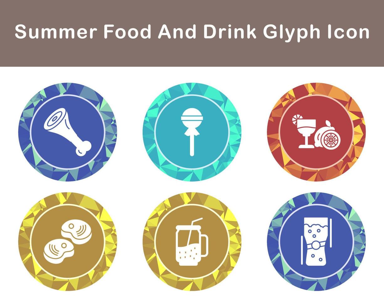 Summer Food And Drink Vector Icon Set