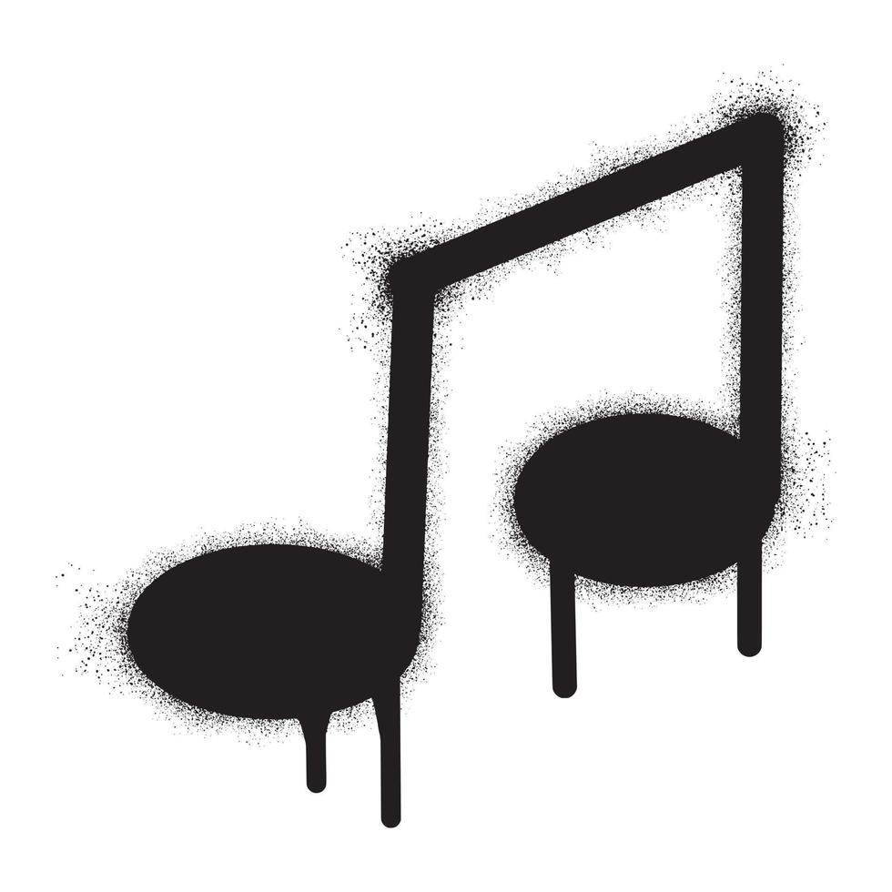 Graffiti Note music icon with black spray paint. Vector illustration.
