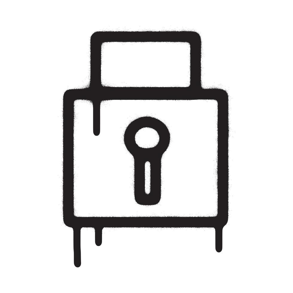 Graffiti padlock icon with black spray paint vector