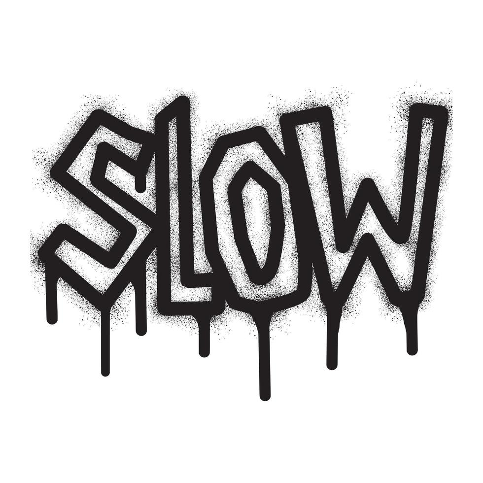 Graffiti slow text with black spray paint vector