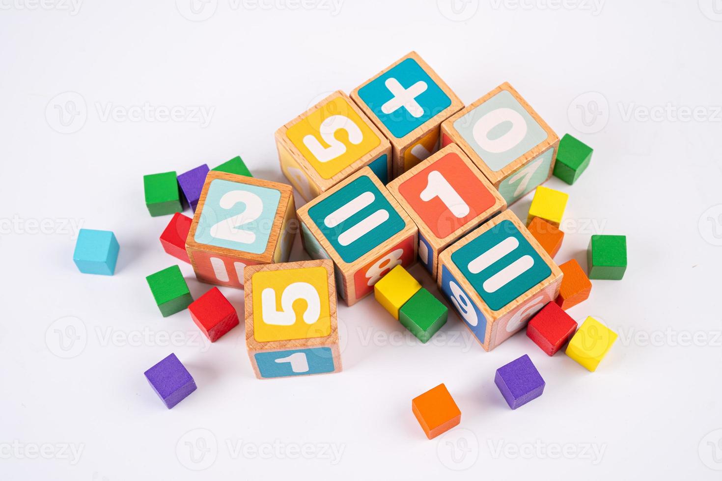 Math number colorful on white background, education study mathematics learning teach concept. photo