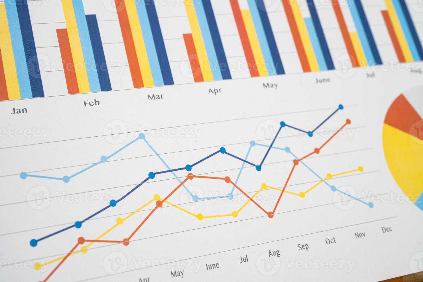 chart or graph paper. Financial, account, statistics and business data concept. photo