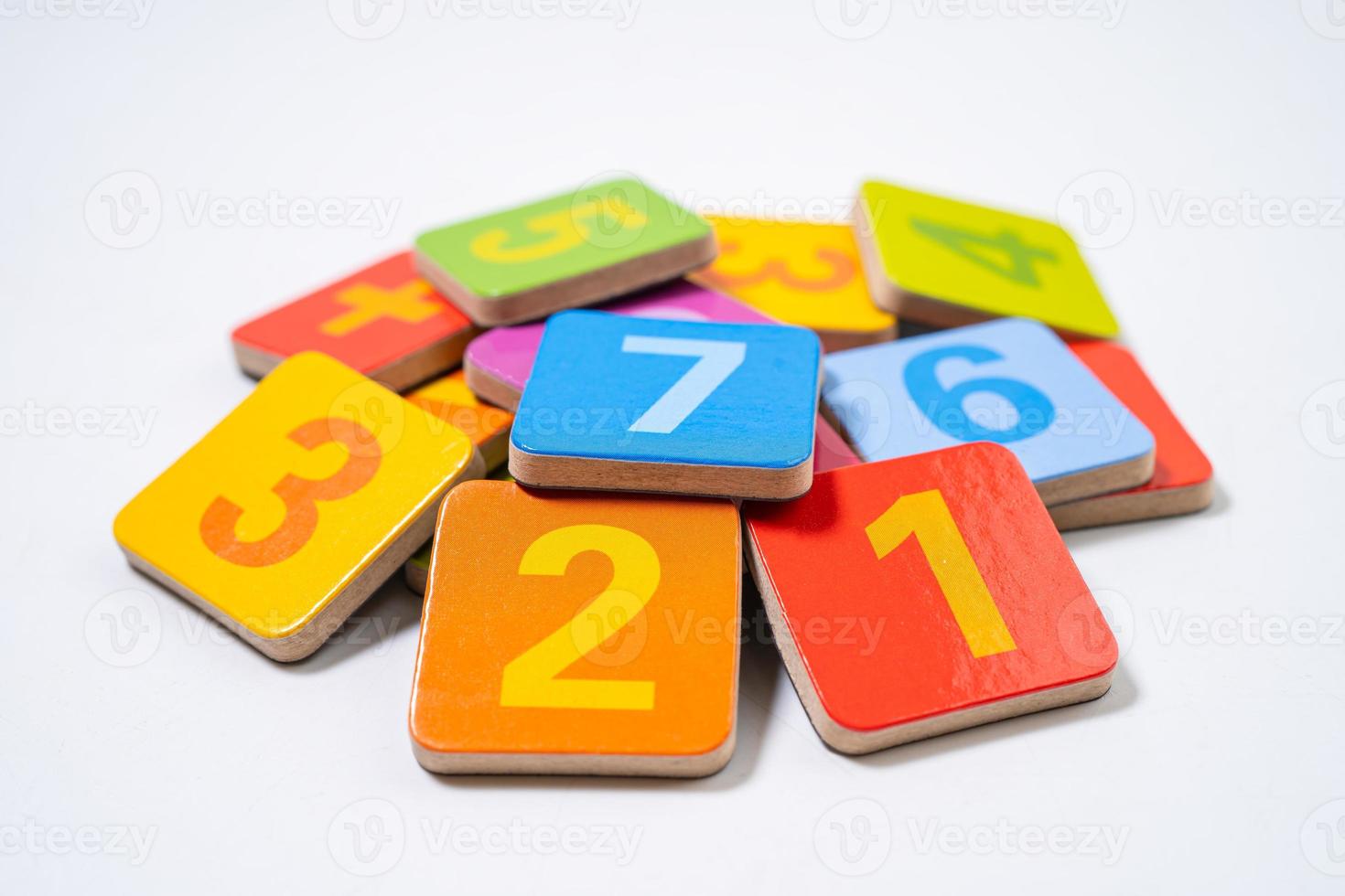 Math number colorful on white background, education study mathematics learning teach concept. photo