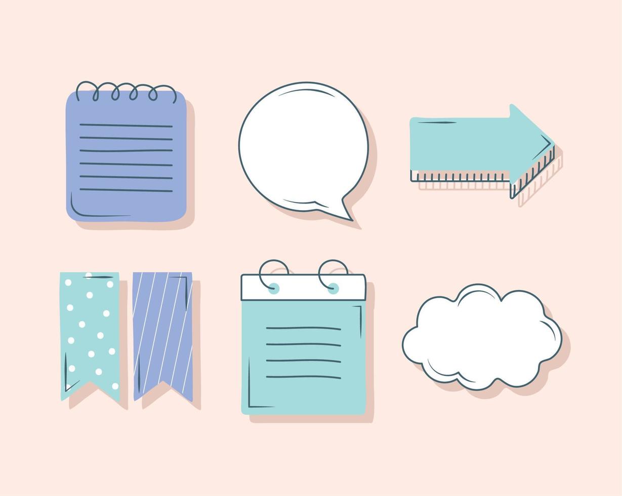 colored notes items vector