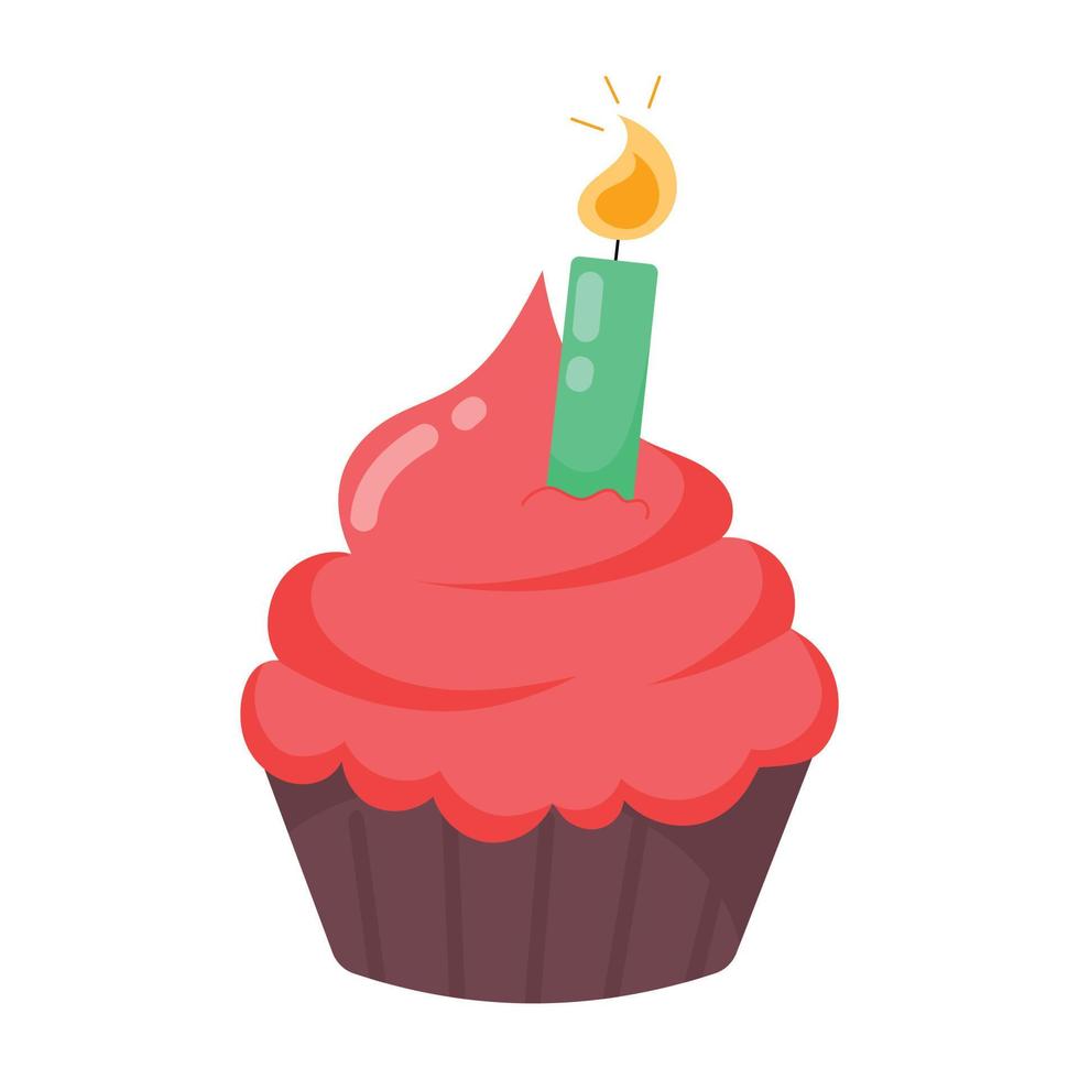 Trendy Candle Cupcake vector