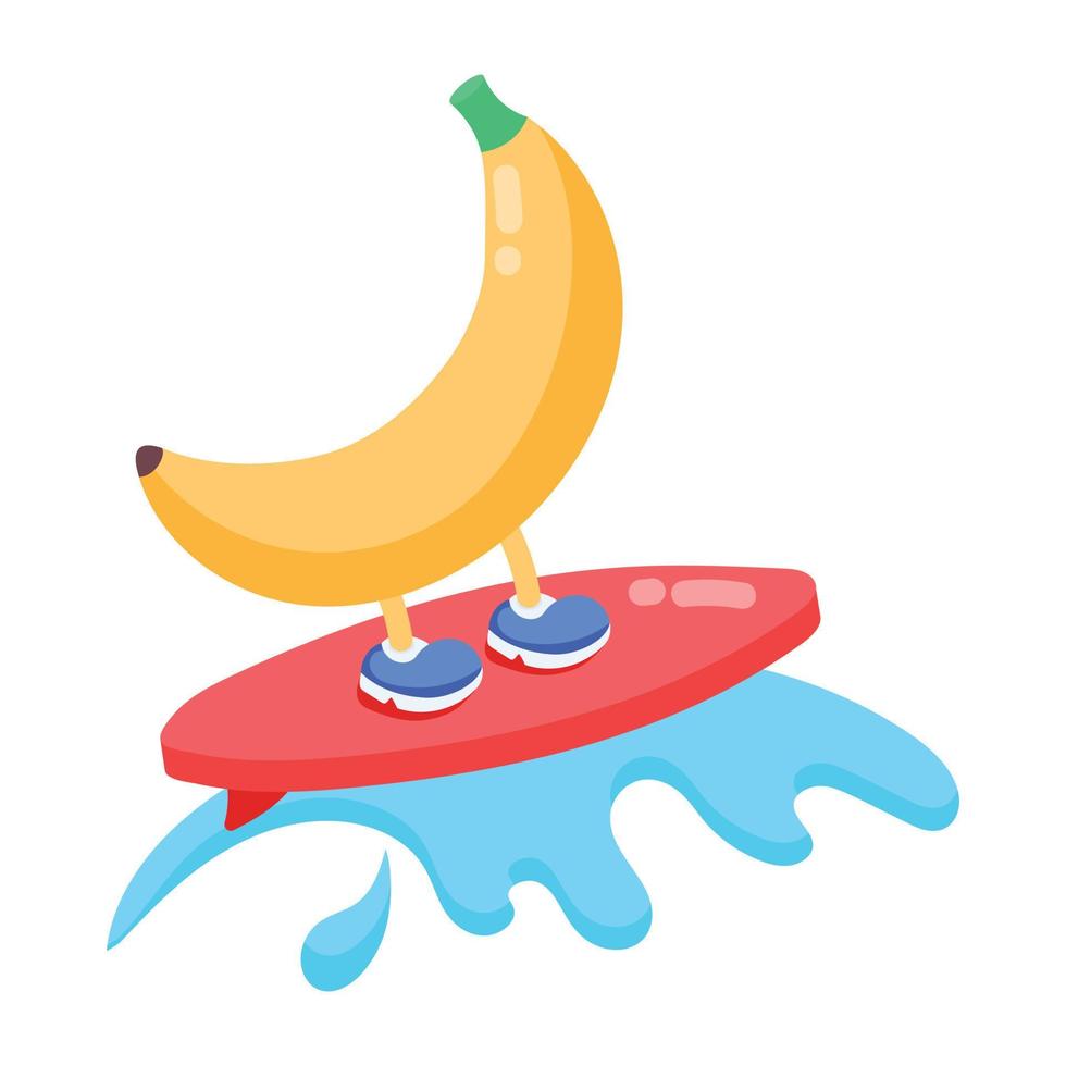 Trendy Surfing Banana vector