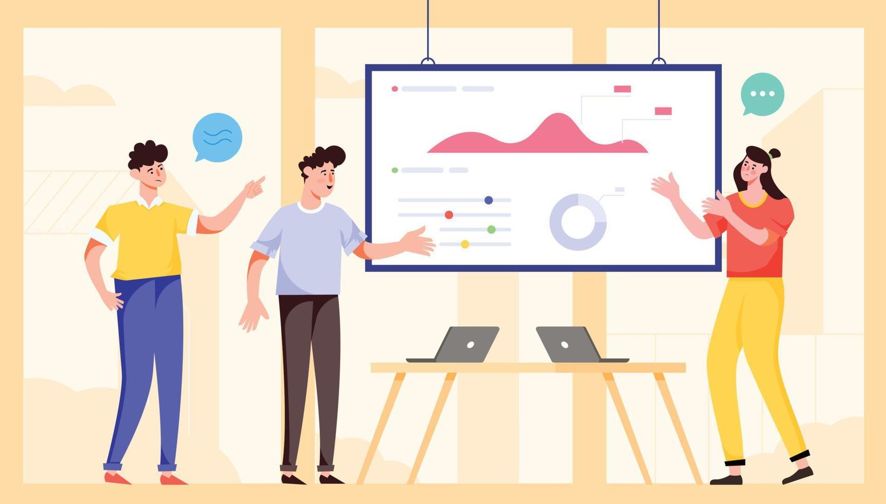 Trendy Business Discussion vector