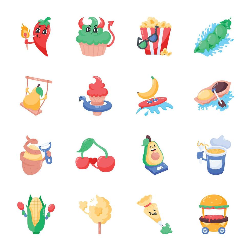 Set of Diet Flat Stickers vector