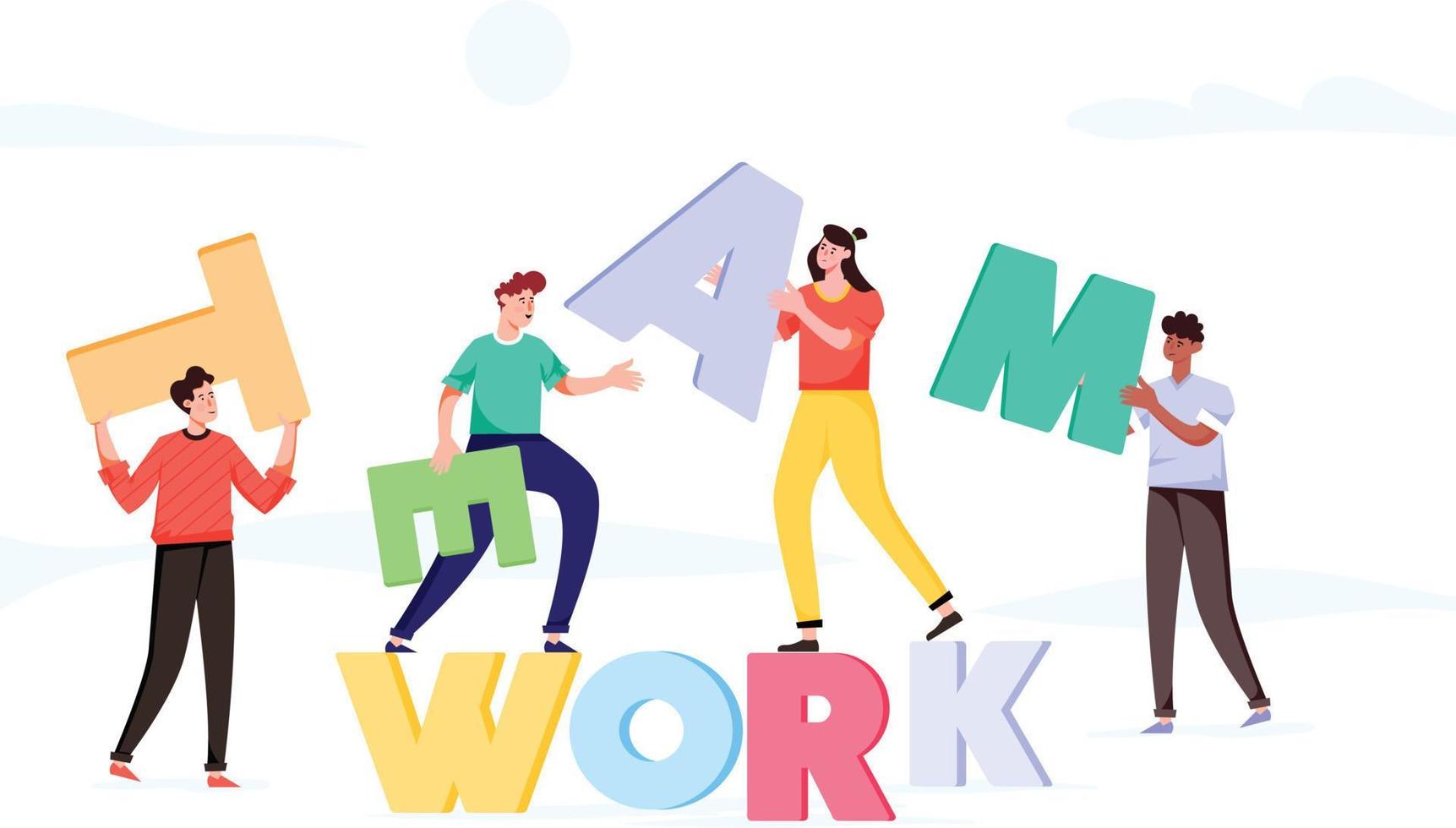 Trendy Teamwork Concepts vector