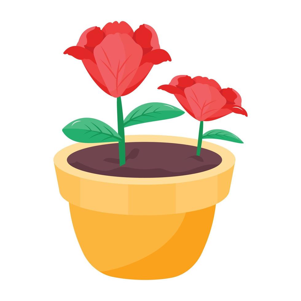 maceta de tulipanes de moda vector