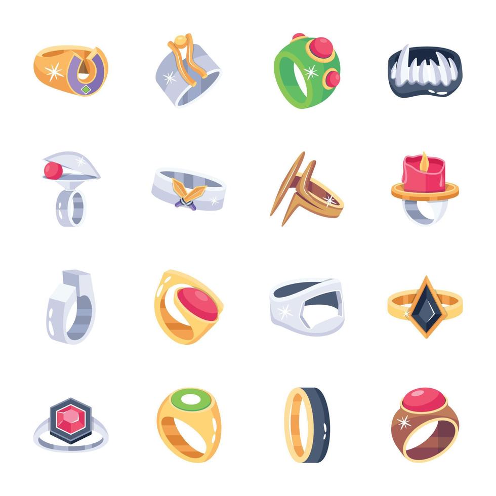 colección de juego de azar anillos plano íconos vector