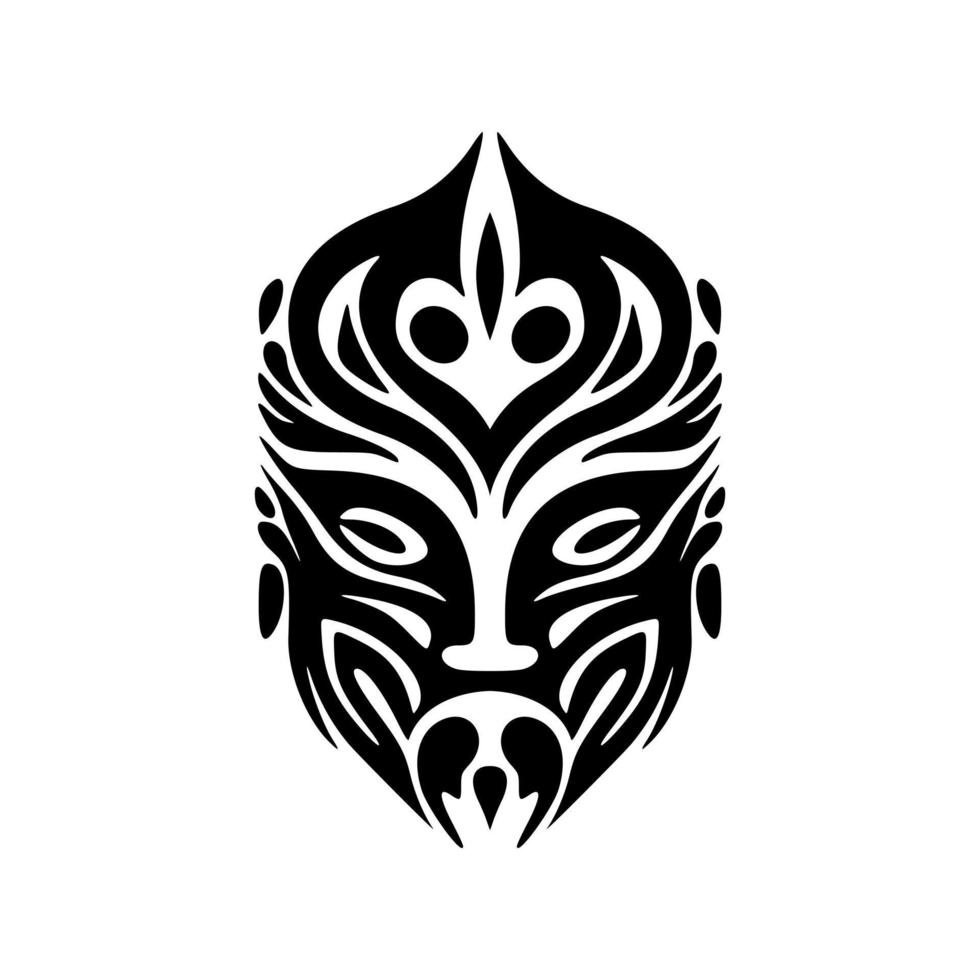 vector ilustración de un polinesio tatuaje diseño representando un máscara en negro y blanco