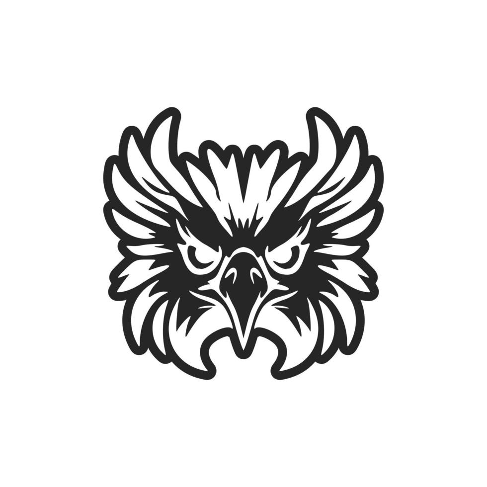 Vector logo of an eagle, in black and white coloration.