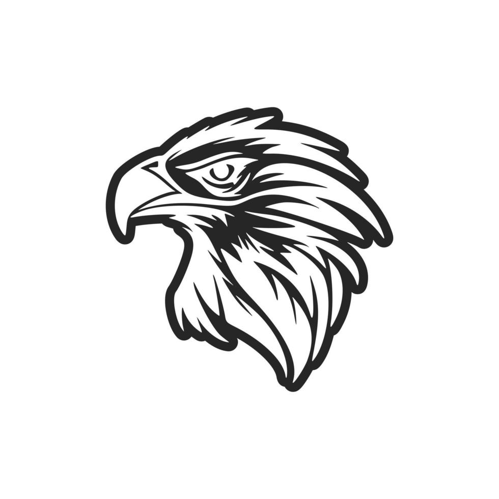 A black and white eagle logo vector illustration.