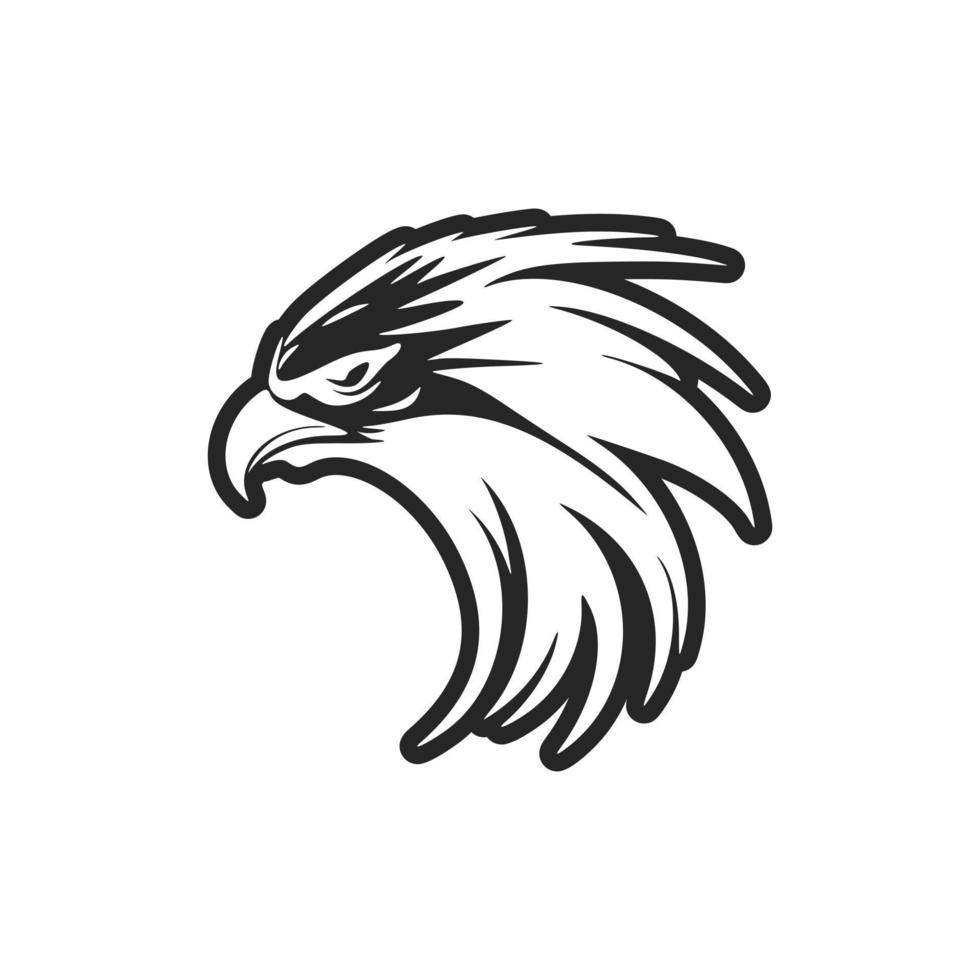 A black and white logo of an eagle in vector style.