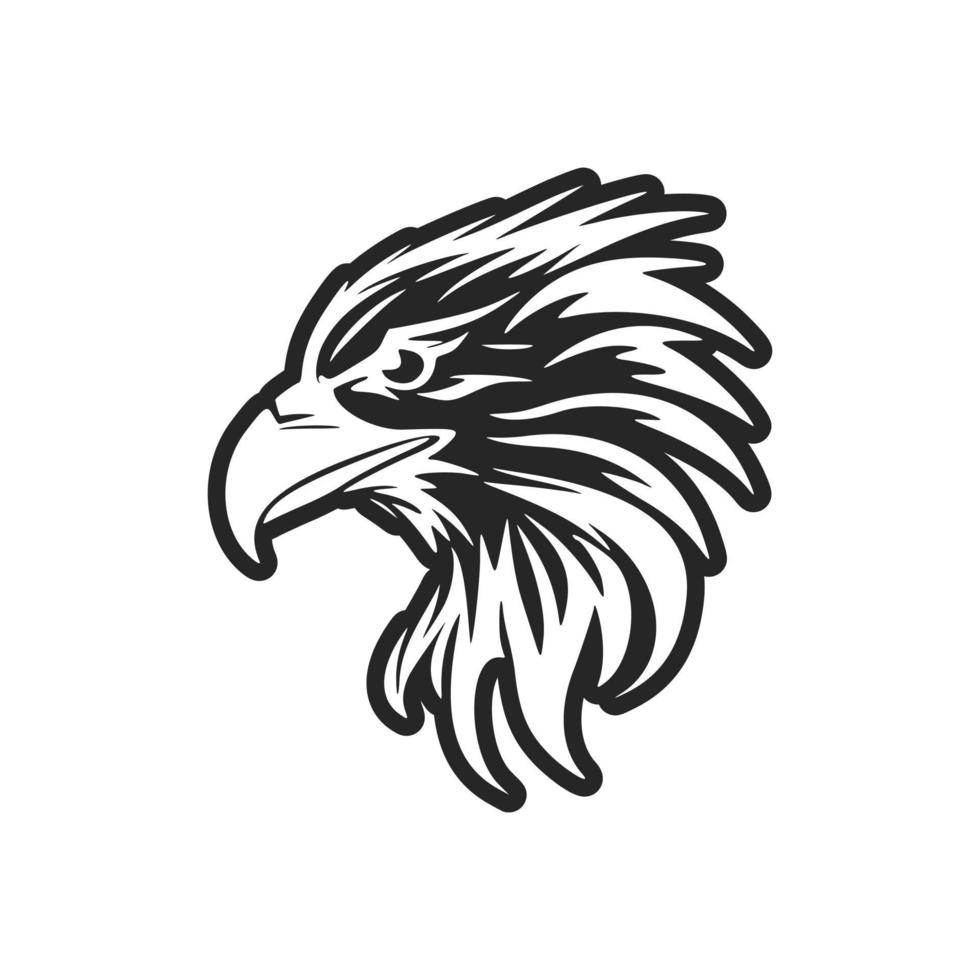 An eagle logo of black and white vector design.
