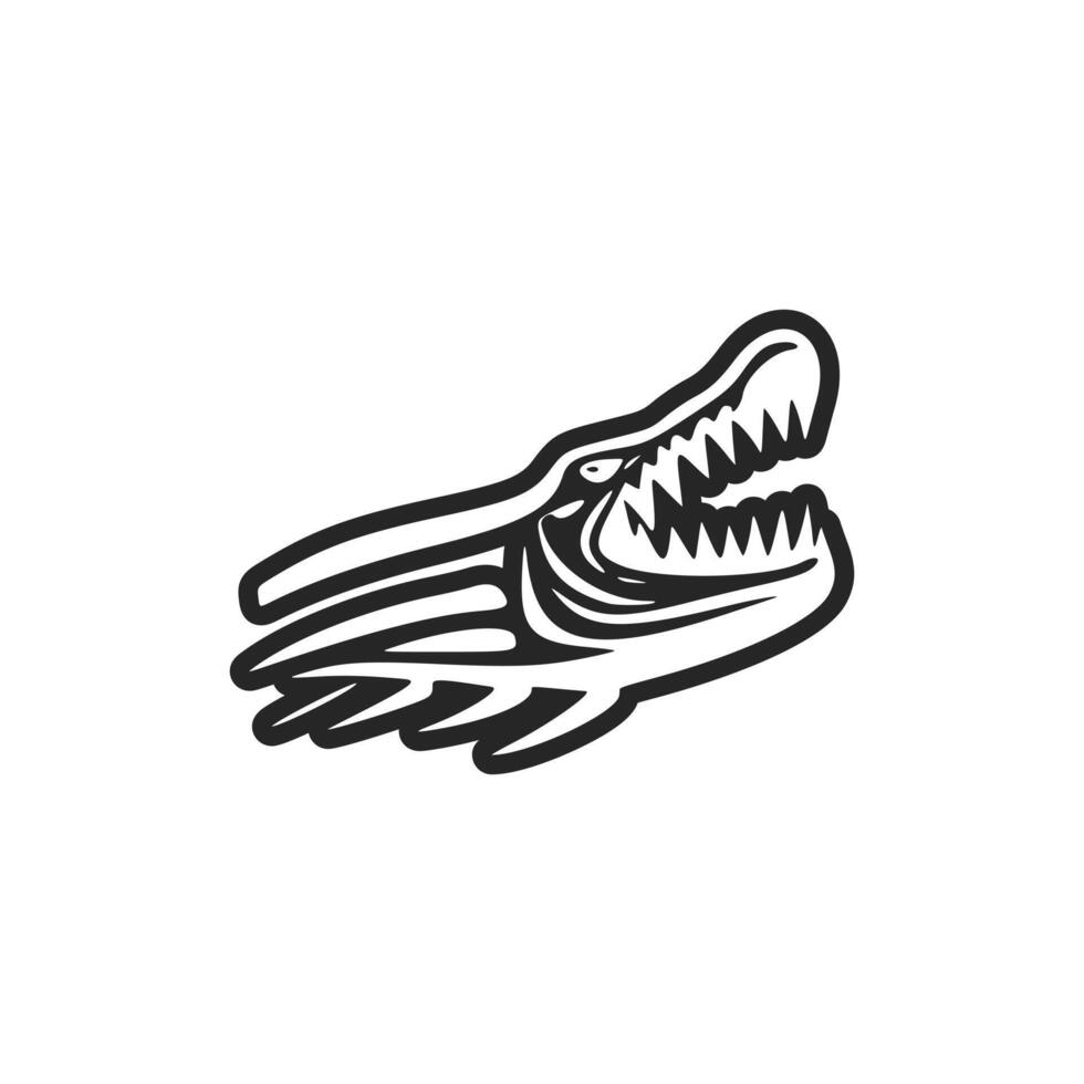 Vector logo depicting a black and white crocodile
