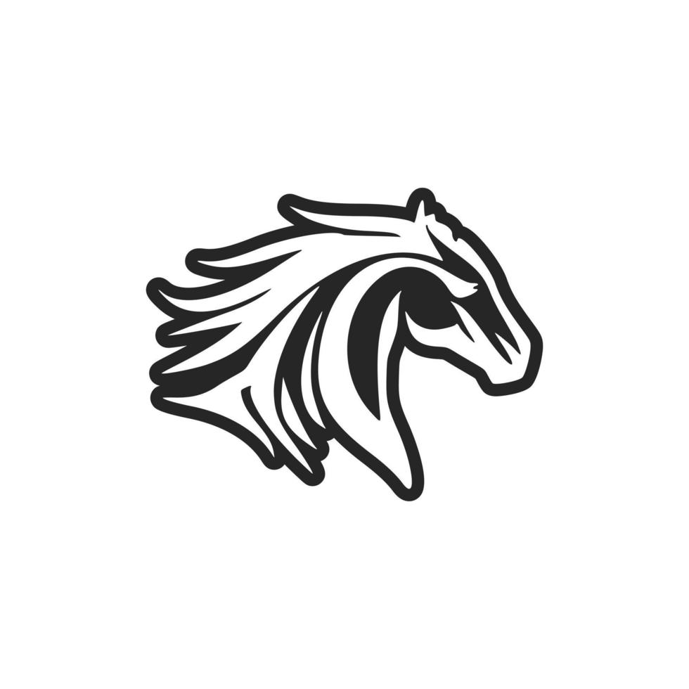 logo de caballo en negro y blanco vector estilo