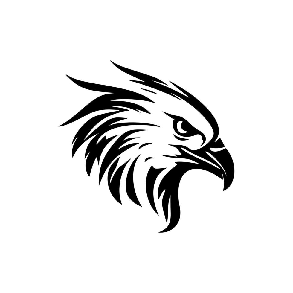 A logo of an eagle, with a white and black coloring. vector