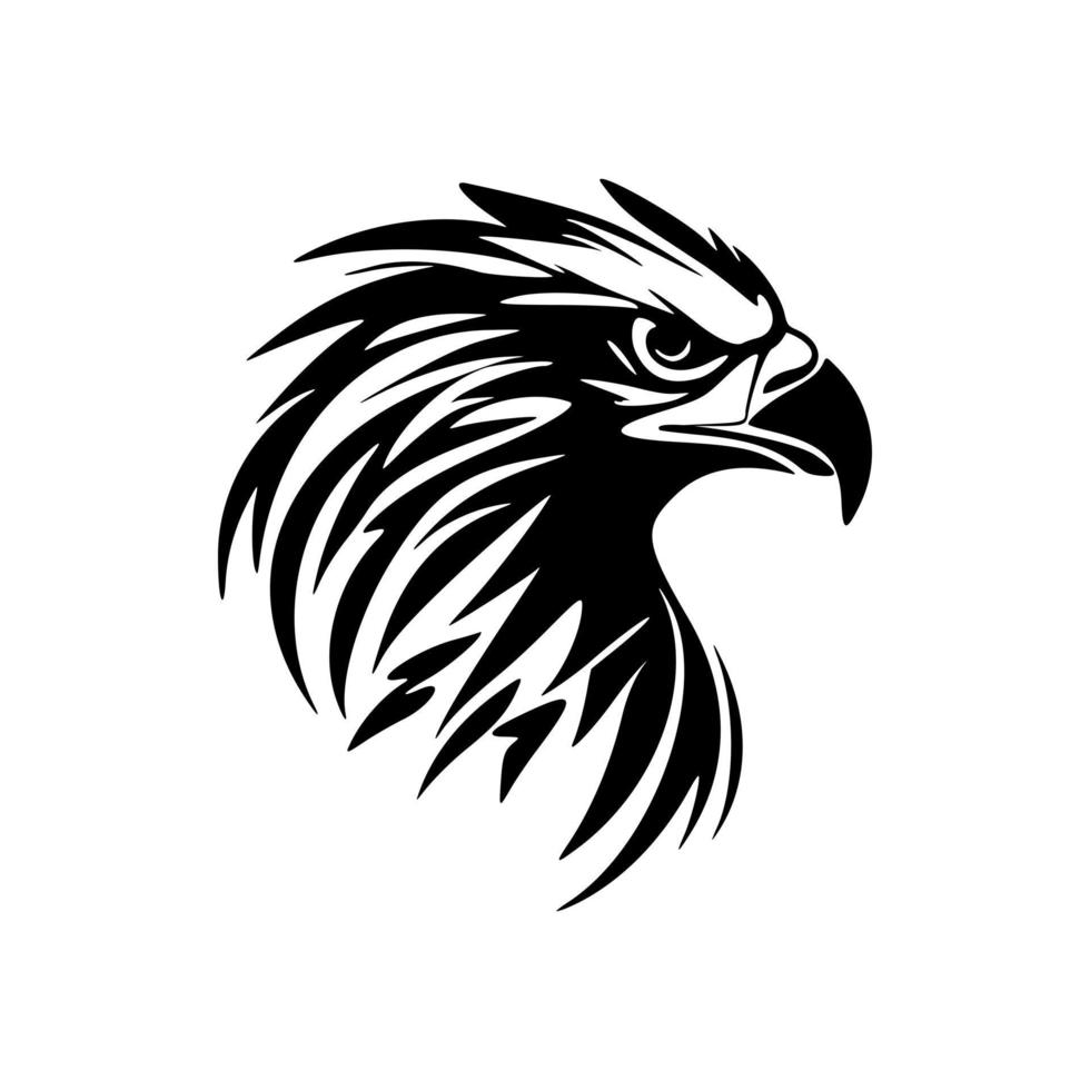 Logo of an eagle in black and white vector style.