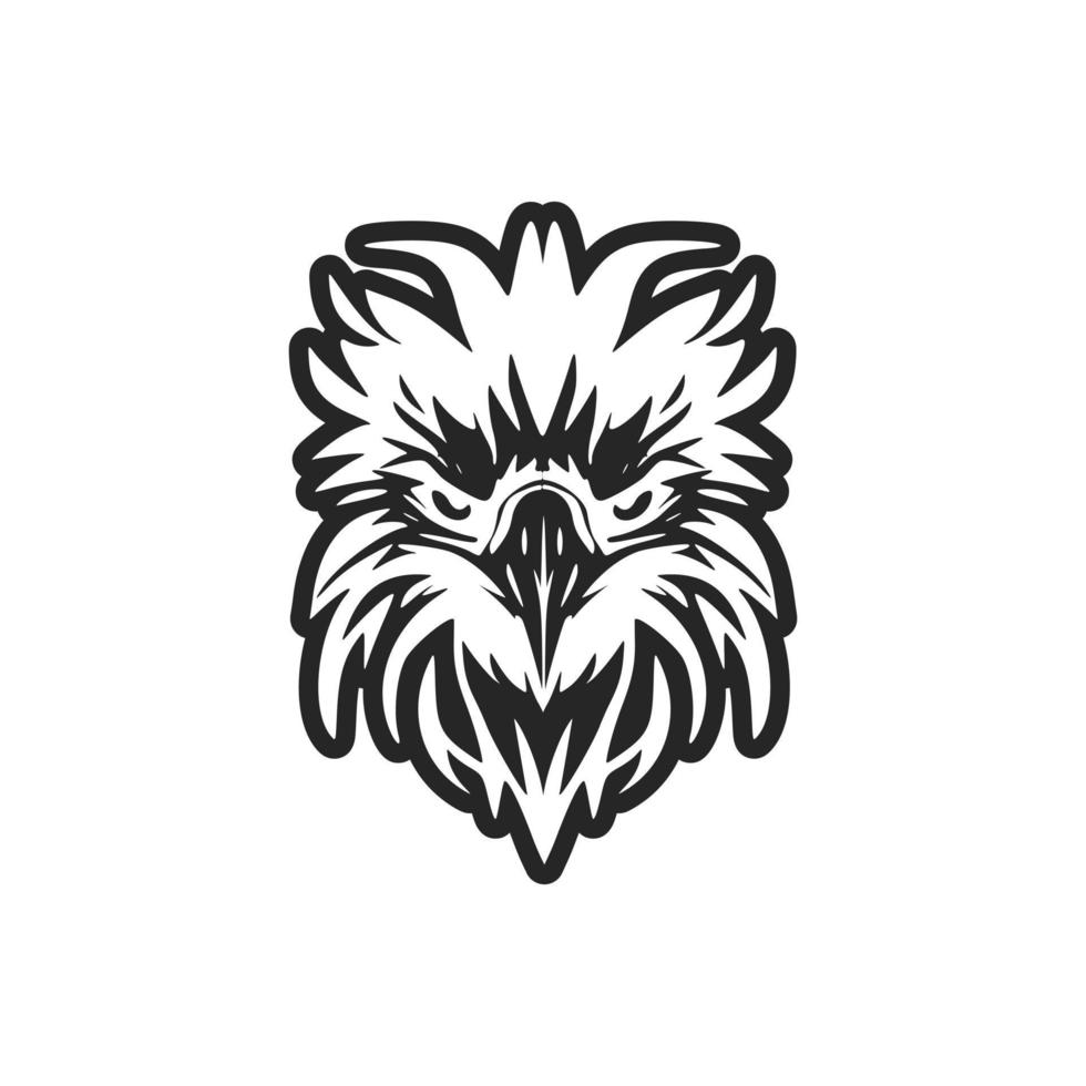 A logo of an eagle in black and white with a vector design.