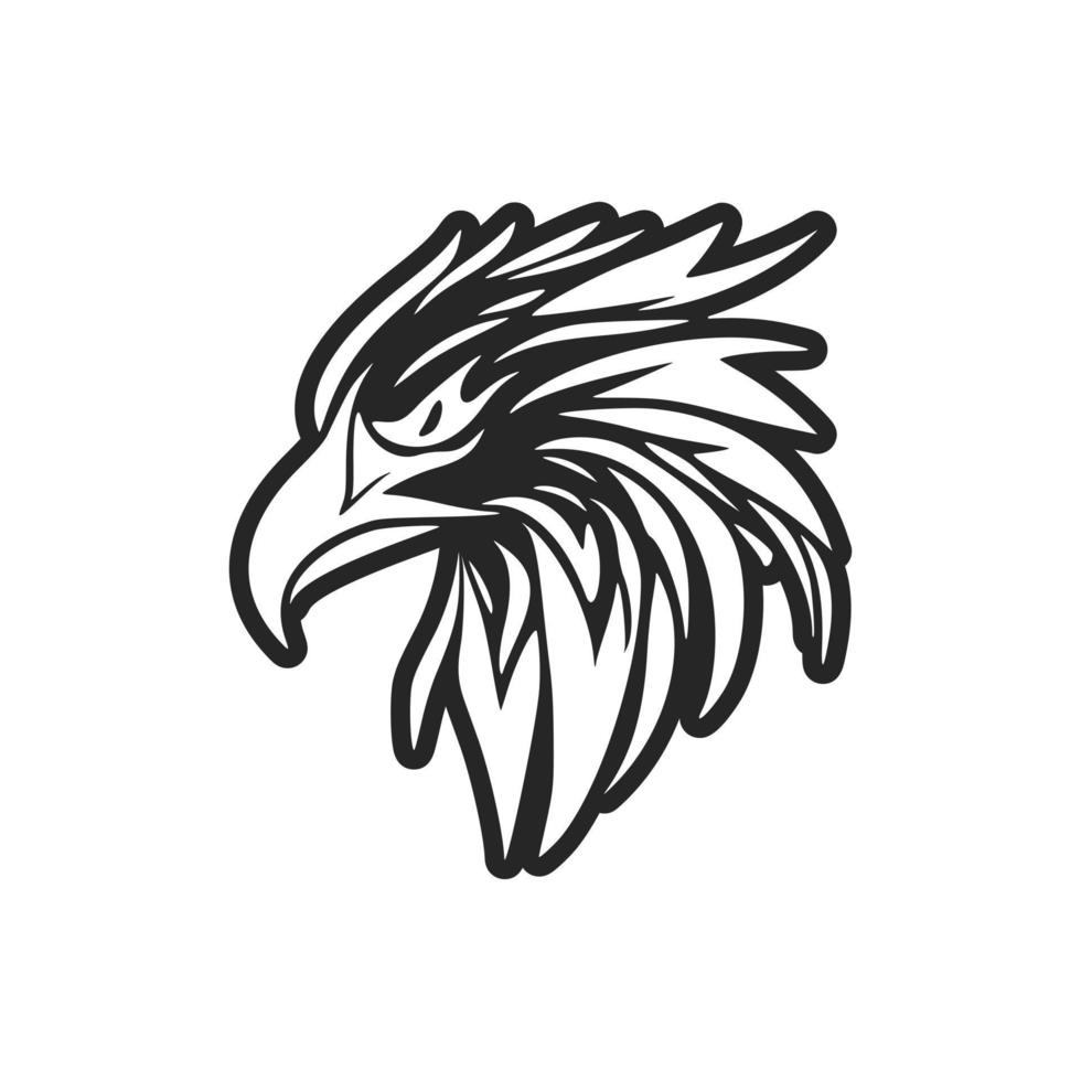 un águila logo representado en negro y blanco vector forma.