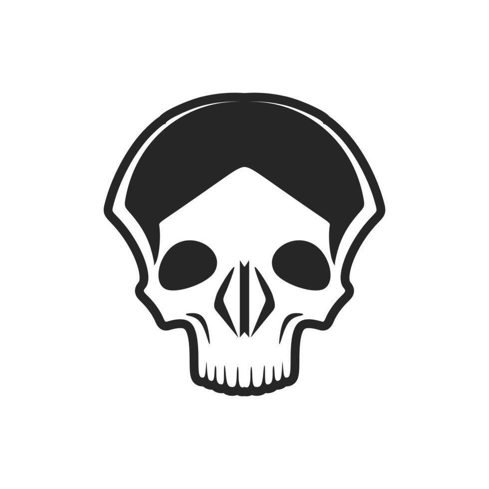 A logo featuring a black and white skull in vector form
